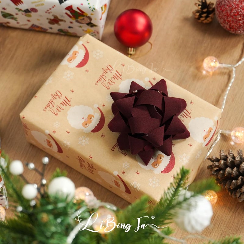 LiBongTa 4.5'' Dark Red Velvet Ribbon Gift Bow, Premade Bow for Gift Wrapping Self Adhesive, Red Bows Christmas Decorations, Wrapping Bows for Presents, Party Favor, Holiday, Wedding, Birthday-12 PCs - Image 5